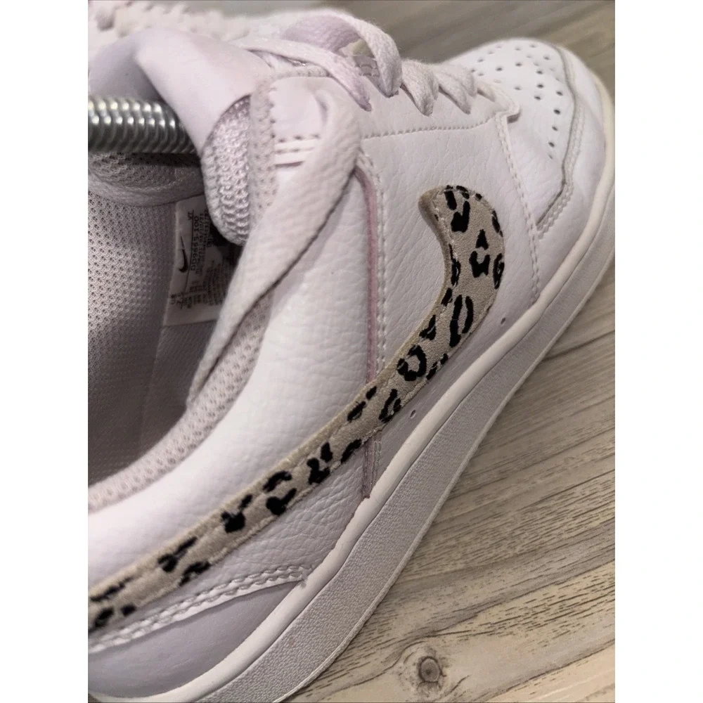 Nike Women's Court Vision Low Top Lace-Up Leopard Swoosh Sneakers PLEASE READ